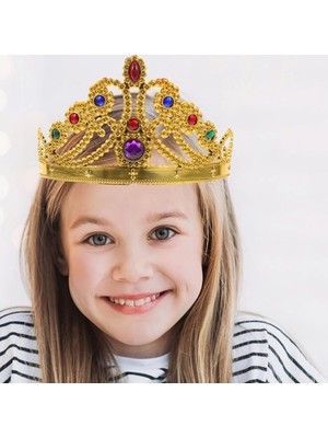 Mey İthalat Mey Ithalat® Altın Renk Plastik Prenses Tacı Kraliçe Tacı 60 cm