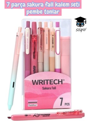 7 Parça Kalem Seti Writech Tükenmez Jel Fosforlu Kalem Seti