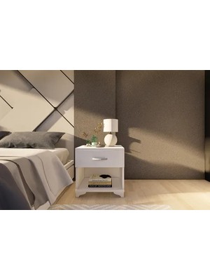 Vivense Metalia Komodin, Tek Çekmeceli, Beyaz