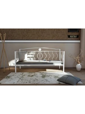 Vivense Elips Minderli Ferforje Sedir, Beyaz, Gm 403