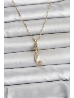 Marsilyan 316L Çelik Zincir Gold Renk Zirkon Taşlı Deniz Kızı Model Kadın Kolye