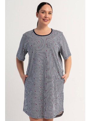 Vienetta Pamuklu Kadın Büyük Beden Kısa Kol Gecelik, 602046
