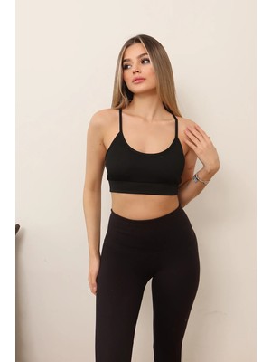 Jee Lee Kadın Ip Askılı Fitilli Slim Fit Büstiyer Siyah - 26M 9027