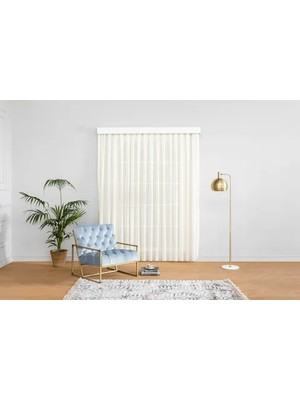 Vivense Keten Şantuklu Tül Krem 1-2 Seyrek Pile 260 cm 100