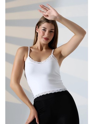 Modaplaza Kadın Boyundan Geçmeli Likralı Crop Atlet 22054