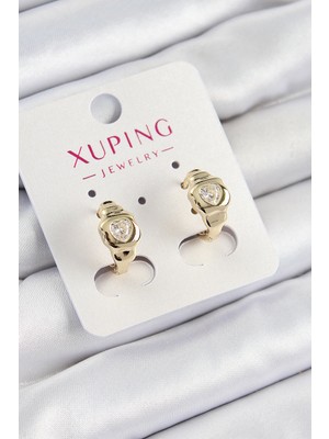 Ulugo Xuping Zirkon Taşlı Kalp Model Gold Renk Kadın Küpe - Lisinya