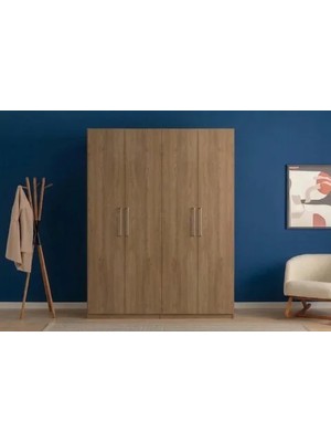 Vivense Luna Nox Gardırop, Meşe, 4 Kapaklı