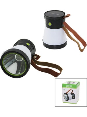 Ulugo 2in 15W+360°SMDEL Feneri Solar- USB Şarj Powerbank 500LM Işık Ayarı Flaşör Suni Deri Kulp PT-8151 (5224)