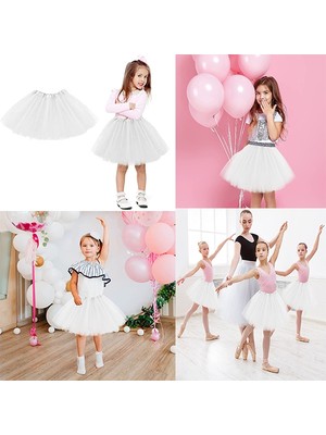 Ulugo Beyaz Renk Tütü Etek Bale Eteği Gösteri Eteği Çocuk Bebek Boy (5224)