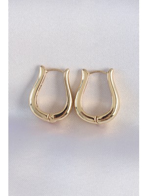 Ulugo Pirinç Gold Renk Içi Boş Gül Küpe - Lisinya