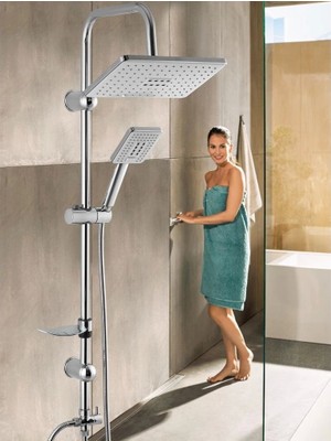 Ulugo Kaliteli Lüks Robot Yağmurlama Tepe Duş Seti (Krom)Dikdörtgen Başlık ( Lisinya )