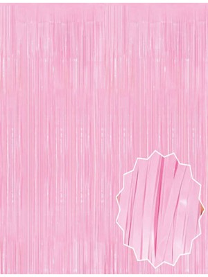 Ulugo Soft Pembe Püsküllü Kapı Perdesi - Parti, Baby Shower, Cinsiyet Partisi 1x2 M (5224)
