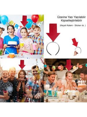 Ulugo Kişiselleştirilebilir Ok Taç – Üzerine Yazı Yazılabilen Parti Tacı Kırmızı Renk (5224)