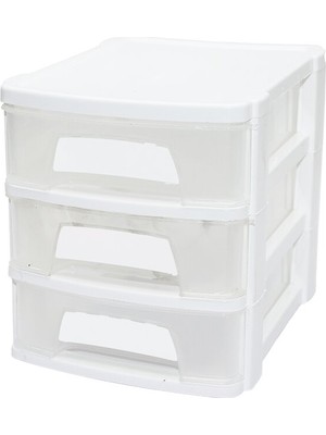 Ulugo Tonton - No:1 Çekmece 3 Katlı 21.5X16.5X18.5 cm - Siyah Veya Beyaz Renk Gönderilir (5224)