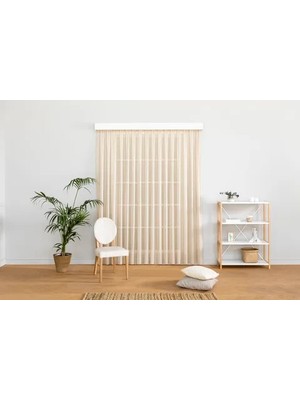 Vivense Keten Folded Tül Bej Rengi 1-2 Seyrek Pile 260 cm 150