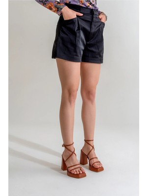 Ayakkabı Prensi Bente Bilekten Bantlı Taba Mat 11 cm  Platform  Klasik Topuklu Ayakkabı Kadın