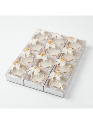 Ceyyiz Alçı Tabanlı Kına Gecesi Mumu 12'li Paket - Kına Gecesi Dağıtmalık Hediyelik