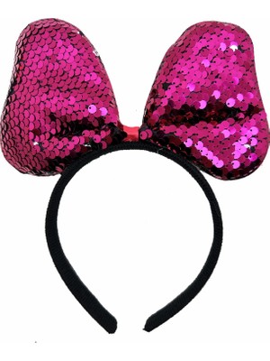 Ulugo Renk Değiştiren Pullu Payetli Fiyonk Parti Tacı Fuşya Gümüş Renk 20X16 cm