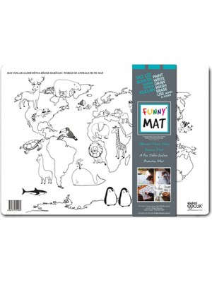 Ulugo Funny Mat - Hayvanlar Alemi Dünya Dilsiz Haritası - Küçük 33,5X48CM