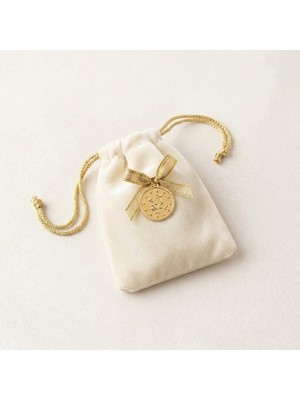 Ceyyiz Kadife Kına Kesesi Ekru 50 Adet - Içi Toz Kına Dolu Hediyelik - Altın Detaylı Lüks Kına Kesesi Seti