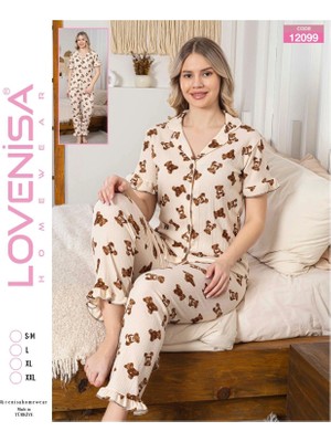 Lovenisa 12099 Kadın Bürümcük Düğmeli Pijama Takımı