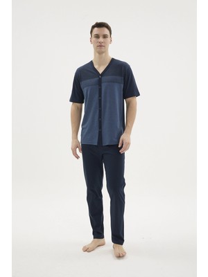 Kocabey KKT-26154 Erkek V Yaka Boydan Düğmeli Pijama Takımı