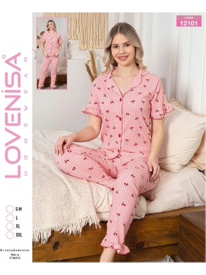 Lovenisa 12101 Kadın Bürümcük Düğmeli Pijama Takımı
