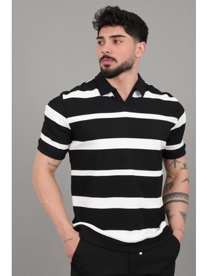 Stil Kombin Çift Renk Çizgili Apaç Yaka Tişört Gp 1042_30494