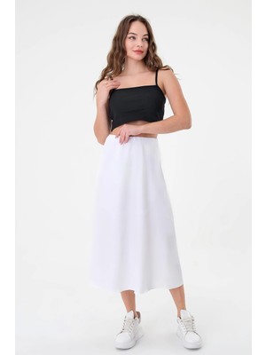 Hazel Kadın K.beyaz Saten Etek