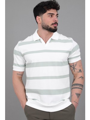 Stil Kombin Çift Renk Çizgili Apaç Yaka Tişört Gp 1042_30494