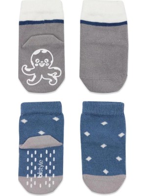 Senka Mey Ithalat® Hayvan Figürlü Kaymaz Erkek Soket Çorap 2'li BS10119 Indigo