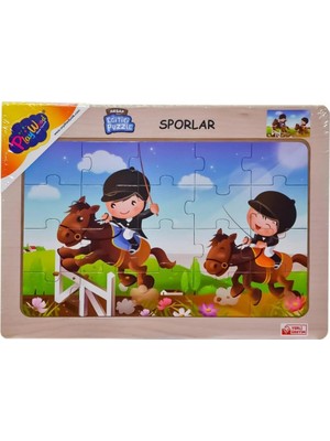 Senka Mey Ithalat® Ony-85-86-87-88 Ahşap Eğitici Puzzle Sporlar -Onyıl