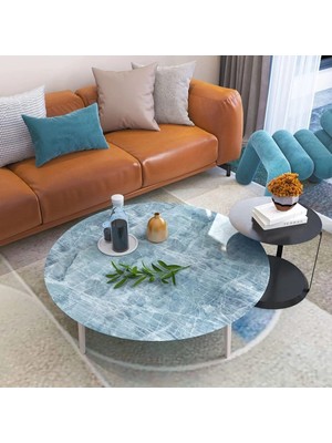 Senka Mey Ithalat® Mermer Desenli Masa Tezgah Mutfak Su Geçirmez Yapışkanlı Folyo Sticker Mavi 5x0,6m