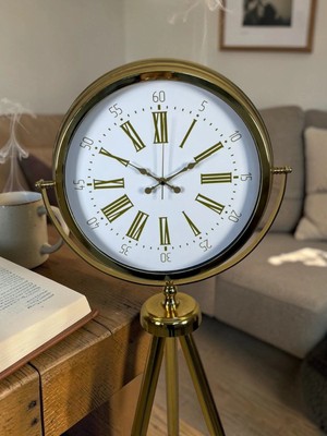 Senka Mey Ithalat® Aura Gold Tripod Ayaklı Dekoratif Saat