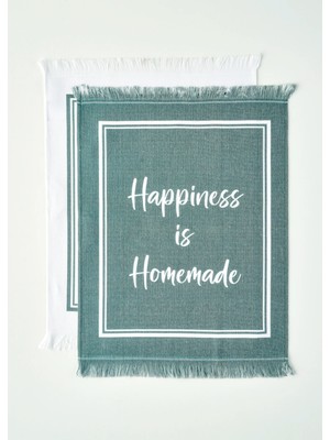 Bella Maison Happiness Pamuklu Kurulama Bezi 2'li Yeşil 40x50 cm Düz Model Yüzey Temizliği İçin