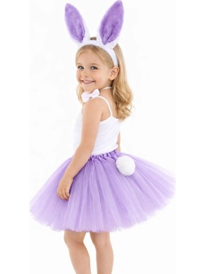 Senka Mey Ithalat® Lila Mor Tavşan Kostüm Seti Kız Çocuk – Tütü Etekli 4 Parça