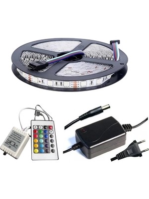Ulugo Winboss 5mt Rgb Şerit LED Slikonlu Adaptör Uzaktan Kumanda Tak Çalıştır