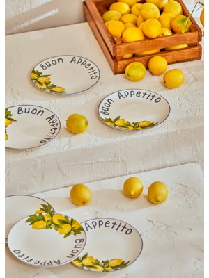 Bella Maison Lemoncello Porselen 6'lı Pasta Tabağı Seti 19 cm
