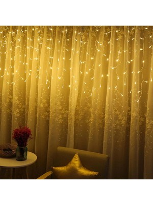 Senka Mey Ithalat® 8 Fonksiyonlu 16 Saçaklı Perde LED 3 x 1 (Günışığı)