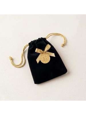 Ceyyiz Kadife Siyah Kına Kesesi 50 Adet - Içi Toz Kına Dolu Hediyelik - Altın Detaylı Lüks Kına Kesesi Seti