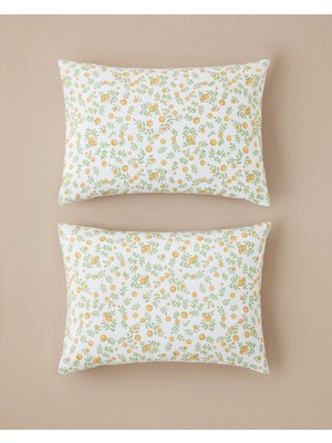 English Home Sunleaf Kolay Ütülenir 2'li Yastık Kılıfı 50X70 cm Sarı-Yeşil