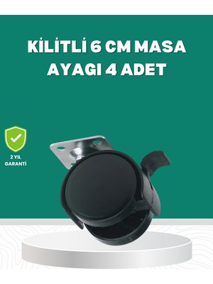 Belle Fusion Mey Ithalat® Zemin Korumalı Kilitli Ayak Tekerlek Seti 6 cm