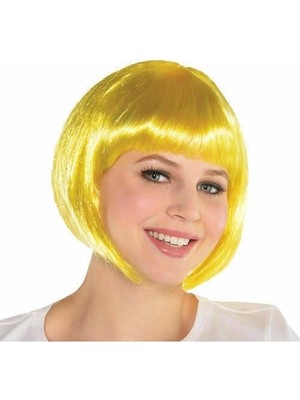 Senka Mey Ithalat® Sarı Renk Parti Peruğu Kısa Küt Saç