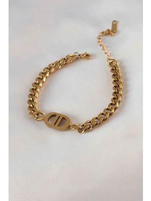Mey İthalat Mey Ithalat® 316L Çelik Gold Renk Zincir Model Kadın Bileklik