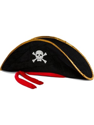 Senka Mey Ithalat® Yetişkin Boy Kadife Jack Sparrow Denizci Kaptan Jack Korsan Şapkası 50X20 cm