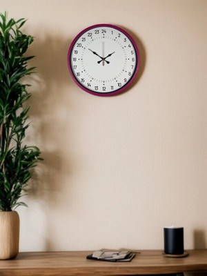Mey İthalat Mey Ithalat® 36 cm Pembe 24 Saat Göstergeli Özel Tasarım Duvar Saati