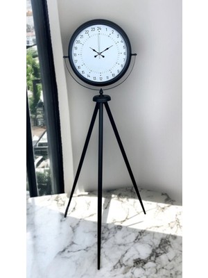 Senka Mey Ithalat® Siyah 24 Saat Göstergeli Özel Tasarım Tripod Ayaklı Saat
