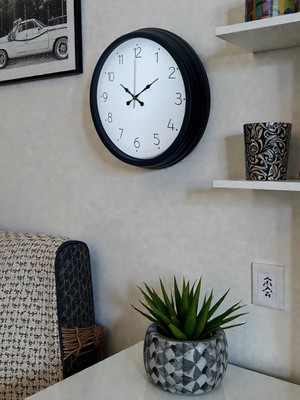 Senka Mey Ithalat® Pure Time Black 40 cm Metal Duvar Saati