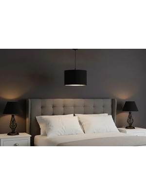 Vivense Selvi Yatak Odası Set Abajur Takımı Siyah Metal Ayaklı