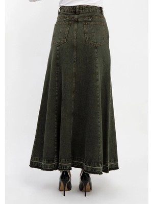 Vellichor Kadın A Form Yeşil Denim Etek